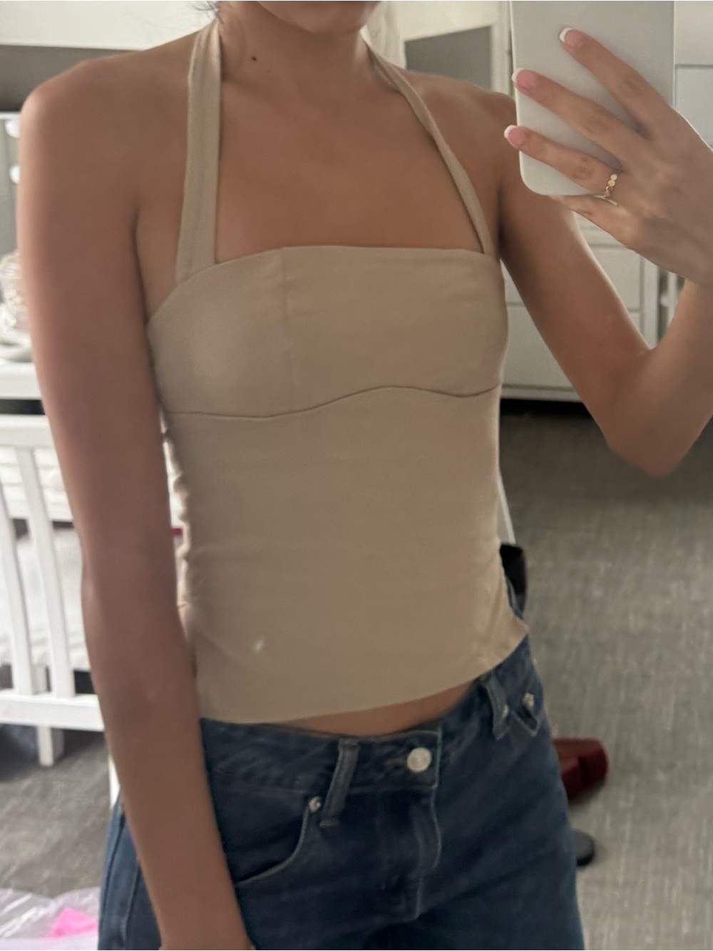 Edikted Beige Halter Bustier Camisole